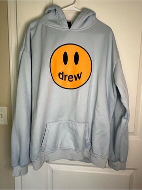 Drew house Light Blue Hoodie with Gold Logo Tag